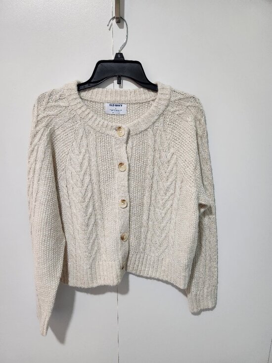 Old Navy NEW Women's Button Down Cardigan Woven Oatmeal Color Sweater - Medium - Picture 1 of 12